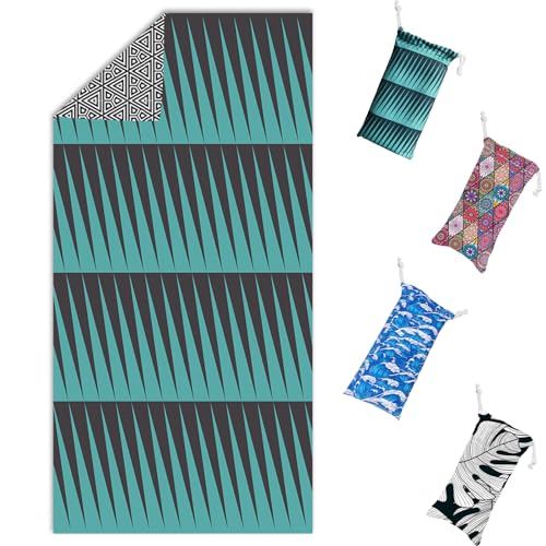 Winwild Beidseitig Bedrucktes Strandtuch Mikrofaser 90x180 cm | Sandfreie & Ultraleicht & Schnelltrocknend | Strandhandtuch Groß mit Tasche Druckknopf Handtuch Badetuch Reisehandtuch Strandtücher von Winwild