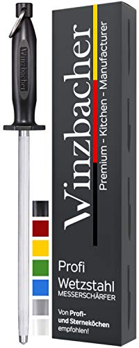 Winzbacher Wetzstahl [39cm] Profi Messerschärfer – aus gehärtetem Spezialstahl | Messerschaerfer Messerschleifer | ergonomisch geformter Soft-Touch Griff mit Fingerschutz von Winzbacher