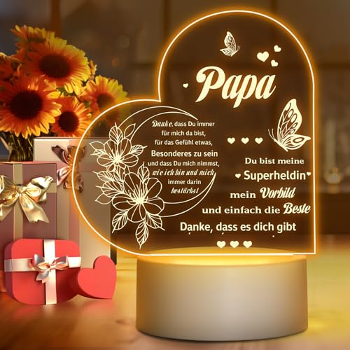 Winzwon Vatertagsgeschenk für Papa, Geschenke für Papa, Geburtstagsgeschenke für Papa, Weihnachtsgeschenke für Papa, LED-Lampe Nachtlicht personalisiert, Erntedankfest Geschenke Papa von Winzwon