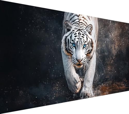 Tiger Diamond Painting Erwachsene Groß XXL 60x120cm, 5D Diamant Painting Bilder Weiß, Diamant Malerei Erwachsene Mosaikherstellung Bastelset für Zimmer Deko Wohnzimmer, Geschenke für Frauen,Model322 von Wionheng