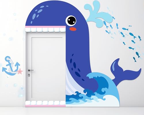 Unter dem Meer Türdekoration Wal Party Veranda Banner Ozean Tier Türbanner Blauwal Foto Hintergrund Ozean Meer Thema Foto Booth Requisiten für Geburtstag Babyparty Party Dekoration von Wiooffen