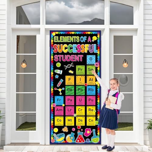 Wiooffen Elements of A Successful Student Classroom Door Cover Welcome Back to School Door Banner Science Positive Hanging Banner Veranda Sign for School Indoor Outdoor Wall Window Decorations von Wiooffen