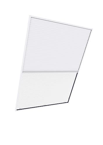 Insektenschutz Dachfenster-Plissee - 110 x 160cm weiß - Fliegengitter Dachfenster mit Rahmen, Rollo Fenster, Plissee ohne bohren, inklusive Sonnenschutz - individuell kürzbar von Wip