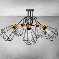 Deckenlampe Deckenleuchte Schwarz Kupfer Wohnzimmer Schlafzimmer Esszimmer 5-Flammig Deckenlampe Deckenleuchte Schwarz Kupfer Wohnzimmer Schlafzimmer Esszimmer 5-Flammig von WirMachenLicht
