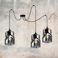 Hängende Deckenleuchte Pendelleuchte Glas Graphit- Honig - Transparent Nach Wahl E27 3-Flammig von WirMachenLicht