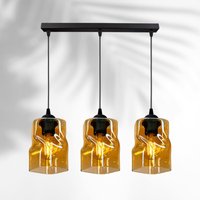 Hängende Deckenleuchte Pendelleuchte Glas Graphit- Honig - Transparent Nach Wahl E27 3-Flammig von WirMachenLicht