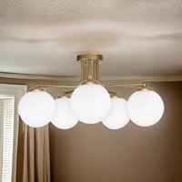 Moderne Deckenleuchte Im Loft-stil - Goldene Hängelampe Mit Fünf Lampenschirmen, E27, Designer-Metalllampe Für Wohnzimmer Und Esszimmer Moderne Deckenleuchte Im Loft-stil - Goldene Hängelampe Mit Fünf Lampenschirmen, E27, Designer-Metalllampe Für Wohnzimmer Und Esszimmer von WirMachenLicht
