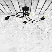 Schwarze Deckenlampe Mit 4-Fl E27 Gewinde Und Pulverbeschichtetem Metall 230V, 60W Max. Wohnzimmer Loft Stil von WirMachenLicht