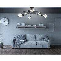 Schwarze Deckenlampe Mit 6-Fl E27 Gewinde Und Pulverbeschichtetem Metall, 230V, 60W Max. Wohnzimmer Loft Stil von WirMachenLicht
