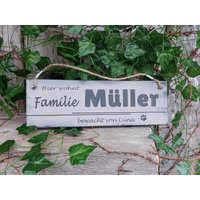 Türschild Mit Familienname Und Hundename Shabby Chic Style - Geschenk Für Die Eingangstür von Wirbelwurm
