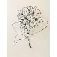 Wohndekor, Wandbehang, Hortensie, Drahtkunst, Blume Mit Stiel Und Blättern, 100% Handarbeit. Einzigartige Einrichtungsidee. 3D. Kostenloser Versand von WireAndMeshArt