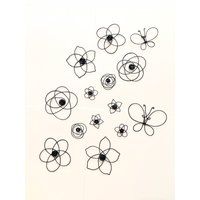 Wohndekor. Drahtkunst, Wanddekor. Ein Set Von 6 Kleinen Blumen Mit 2 in ", 10 "Und 6" von WireAndMeshArt