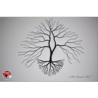 Schwarzer Metall Baum | Wanddeko Des Lebens Wandkunst Chakra Feng Shui Meditationsraum Meditation Yin Yang Zen von WireBonsaiArtPL