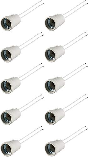 10er Set WireThinX E27 Lampenfassung mit Zwillingslitze max. 100 W/250 V (AC), 0,15 m Kabel, Keramik/Silikon von WireThinx