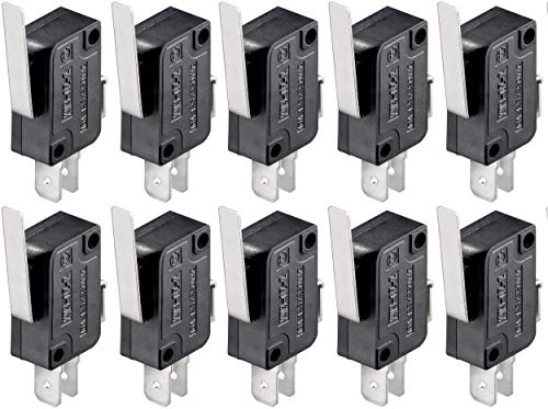 10er Set WireThinX Mikroschalter, Wechselschalter 1 polig mit geradem Hebel zulässige Umgebungstemperatur: -25°C ~ +80°C von WireThinx