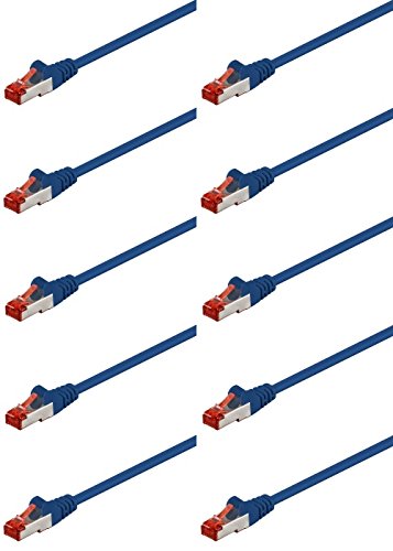 10er Set WireThinX Patchkabel CAT 6, S/FTP (PiMF) Netzwerk, 2X RJ45 Stecker, CCA, (Blau), 1 m von WireThinx