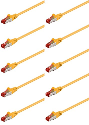 10er Set WireThinX Patchkabel CAT 6, S/FTP (PiMF) Netzwerk, 2X RJ45 Stecker, CCA, (Gelb), 1 m von WireThinx