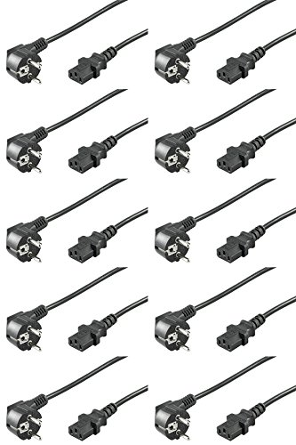 10er Set WireThinX Schutzkontakt gewinkelt auf Kaltgerätestecker C13 Netzkabel schwarz 2,5 m von WireThinx