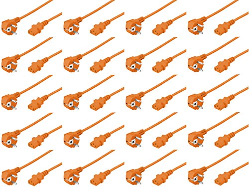 20er Set WireThinX Schutzkontakt gewinkelt auf Kaltgerätestecker C13 Netzkabel orange 5,0 m von WireThinx