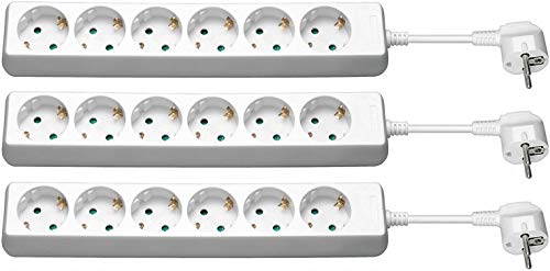 3er Set WireThinX Steckerdosenleiste (6X Schutzkontakt mit Kindersicherung) 3,0 m weiß von WireThinx