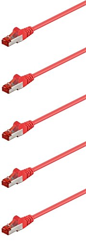 5er Set WireThinX Patchkabel CAT 6, S/FTP (PiMF) Netzwerk, 2X RJ45 Stecker, CCA, (Rot), 1 m von WireThinx