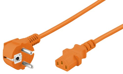 WireThinX Schutzkontakt gewinkelt auf Kaltgerätestecker C13 Netzkabel orange 3,0 m von WireThinx