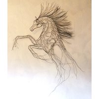 Wolken Mustang Aufzucht Wildpferd Draht Wandkunst Von Elizabeth Berrien von WireZoo