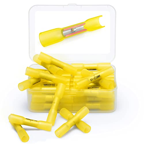 Wirefy Gelbe Kabelverbinder Wasserdicht im Set - 3:1 Schrumpfrate Quetschverbinder - Stoßfeste Verbinder Kfz als Alternative zu Lötverbinder - 4-6 mm² - 50 Stück von Wirefy