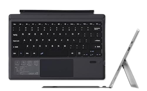 -Tastaturabdeckung für Microsoft Surface Pro 7/6/5/4/3, ergonomisch, tragbar, schmal, kabellos, Bluetooth, wiederaufladbar, Schwarz von WirelessFinest