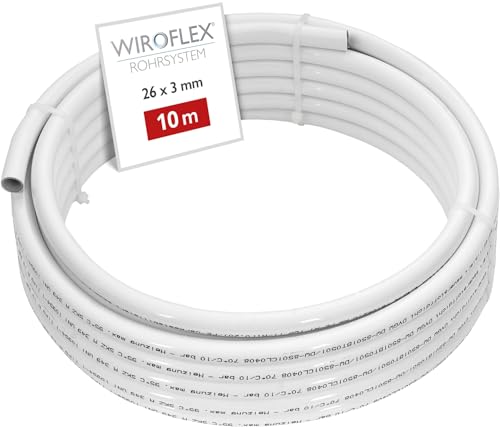 WIROFLEX® 10 m Alu-Verbundrohr, Mehrschicht-Verbundrohr Aluminium, flexibles Verlegerohr 26 x 3 mm, DVGW-zertifiziert, Heizungsinstallation, PE-RT MV-Roh für Schraub-, Steck- & Pressfittings, 261616 von Wiroflex