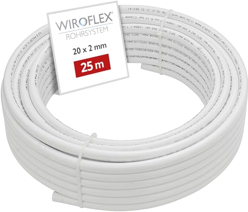 WIROFLEX® 25 m Alu-Verbundrohr, Mehrschicht-Verbundrohr Aluminium, flexibles Verlegerohr 20 x 2 mm, DVGW-zertifiziert, Heizungsinstallation, PE-RT MV-Roh für Schraub-, Steck- & Pressfittings, 260060 von Wiroflex