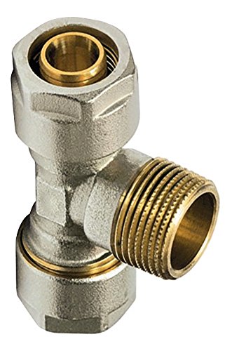 Wiroflex T-Stück inklusive Adapter, Klemmring, 16 x 1/2 x 16 mm, gold/silber/chrom/kupfer, 26345 0 von Wiroflex