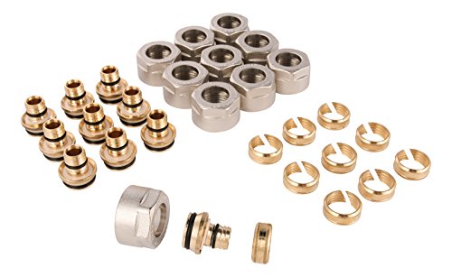 Wiroflex Klemmring-Adapter für Wiroflex Rohr 10er Set Schraubsystem Fitting 1/2 A x 16 mm Für Mehrschichtverbundrohr PE-RT DVGW Messing 26112 8 von Wiroflex