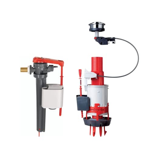 Wirquin 10724144 Easy Doppelspülmechanismus und Jollyfill seitlicher Schwimmerventil, grau und rot von Wirquin