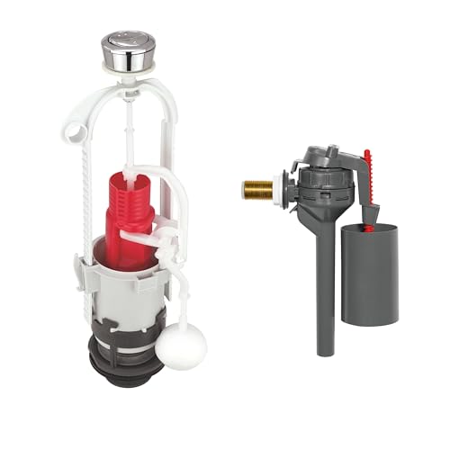 Wirquin 10724352 WC-Spülung, Doppelspülung, MVB & Schwimmerventil mit seitlicher Versorgung, Grau von Wirquin