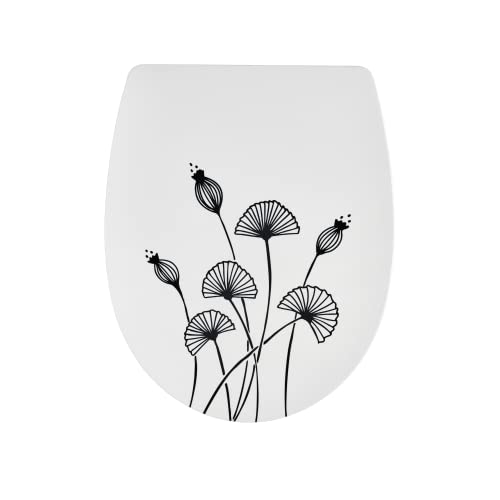 Wirquin 20724240 Marbella WC-Sitz aus thermoplastischem Kunststoff, Blumendekor schwarz von Wirquin