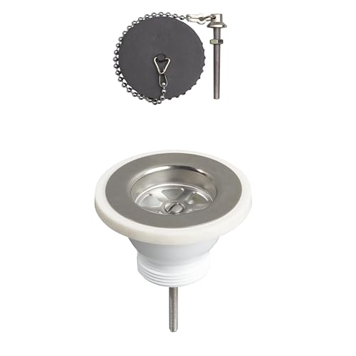 Wirquin 30723129 Ablaufgarnitur für Küchenspüle, 1 Becken, Ø 60 mm, mit Stöpsel ohne Überlauf, weiß von Wirquin