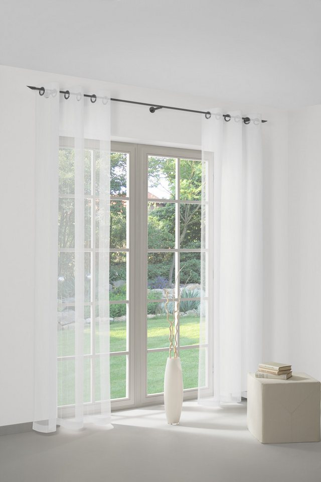 Wirth Gardine Manuela, Ösen (1 St), halbtransparent, Fertig-Store mit Metallösen nach Maß von Wirth