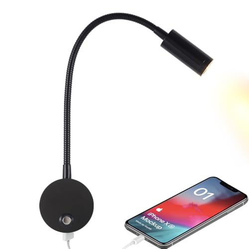 Dimmbare RV Leseleuchte mit USB-Ladeanschluss, DC 12V WOHNMOBIL Innenleuchten, Flexible LED-Leuchten, entwickelt für Auto, Van, Boot und Wohnmobil von WisHomee