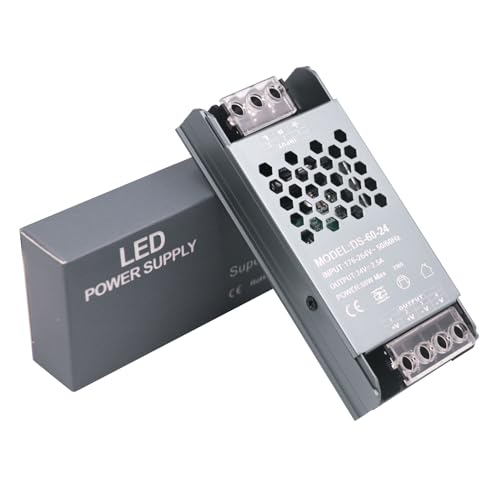 AC180V ~ 240V zu DC 24V 2.5A Netzteil Schaltnetzteil, Industrielle Spannungsregulierung am Ausgang Konverter, 60W Netzteiladapter Transformator für LED Streifen LED Beleuchtung von Wisada