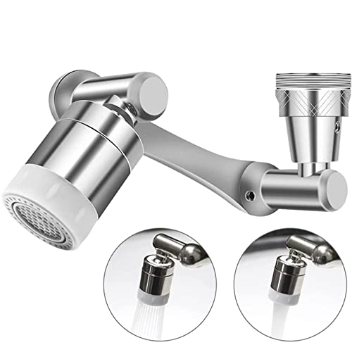 Wisada 1080° Schwenkbarer Wasserhahn Strahlregler,Universal Wasserhahn Luftsprudler,Messing Multifunktionaler Wasserhähne Aufsatz Küche Wasserhahn mit 2 Sprühfunktionen für Bad Küche von Wisada