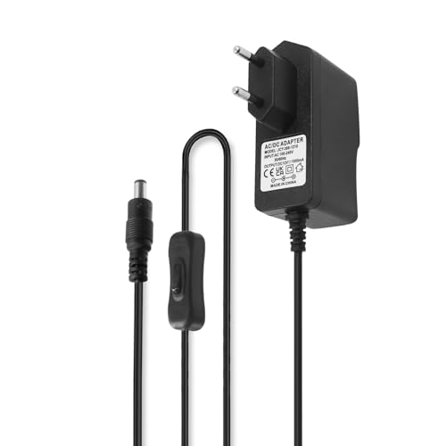 Wisada 12V Netzteil mit Schalter Adapter Transformator, Neon Stripe Netzteil Schaltnetzteil, Trafo Netzadapter für SMD2835/5050 LED Streifen COB LED Beleuchtung (12V 1A) von Wisada