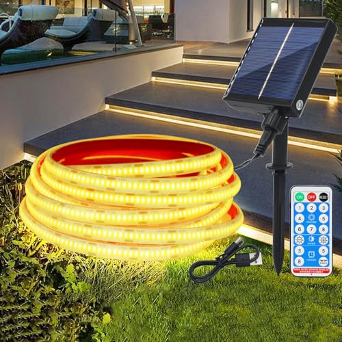 Wisada 12V Solar COB LED Streifen Selbstklebend,3m 320LEDs/m Superheller Warmweiß COB LED Strip Cuttable LED Band,8 Modi Lichtband Außen IP68 Lichterkette Mit Fernbedienung für Terrasse, Innenhof Wisada 12V Solar COB LED Streifen Selbstklebend,3m 320LEDs/m Superheller Warmweiß COB LED Strip Cuttable LED Band,8 Modi Lichtband Außen IP68 Lichterkette Mit Fernbedienung für Terrasse, Innenhof von Wisada
