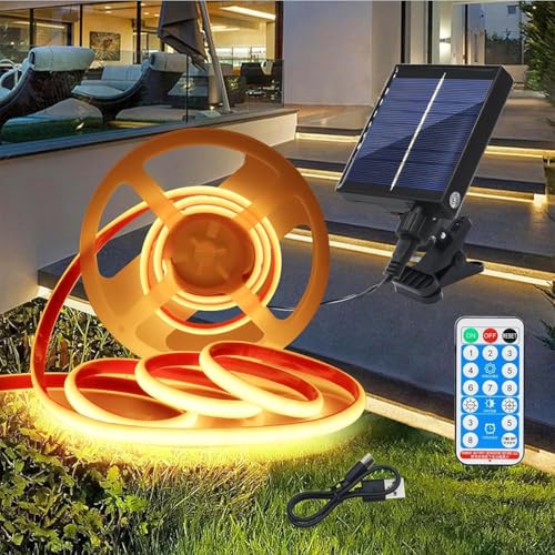 Wisada 12V Solar COB Neon Streifen Selbstklebend,8 Modi Lichtband Außen IP68 Dimmbare Lichterkette, 5M 320LEDs/m Superheller Cuttable Warmweiß COB LED Band Mit Fernbedienung für Terrasse,Innenhof Wisada 12V Solar COB Neon Streifen Selbstklebend,8 Modi Lichtband Außen IP68 Dimmbare Lichterkette, 5M 320LEDs/m Superheller Cuttable Warmweiß COB LED Band Mit Fernbedienung für Terrasse,Innenhof von Wisada