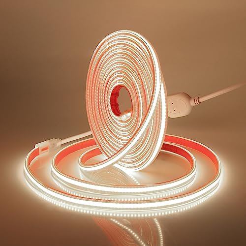 Wisada 16m COB LED Band Selbstklebend, 220V 288LEDs/M FCOB LED Streifen, Superhell Naturweiß Flexibler COB LED Lichtband für Weihnachten, Halloween, Urlaub, Innendekoration und Beleuchtung von Wisada