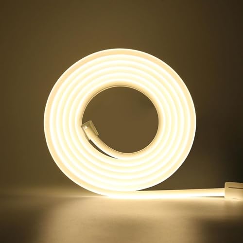 Wisada 220V LED Band 25M, 288LEDs/m Flexible Hohe Dichte Naturweiß 4000K CRI≥85 FCOB LED Streifen, IP65 Wasserdichte Superhell COB LED Lichtband mit Schaltstecker für Schlafzimmer, Schrankbeleuchtung von Wisada