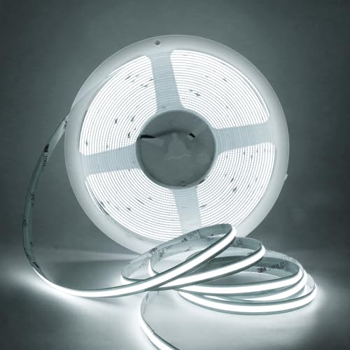 Wisada 24V COB LED Streifen Selbstklebend, 4M 528LEDs/m Superhell Kaltweiß Lichtband, Flexibler Band Kupfer FPCB (Beliebiger Schnitt) DIY Lichterketten für Party Deko (Ohne Adapter) von Wisada
