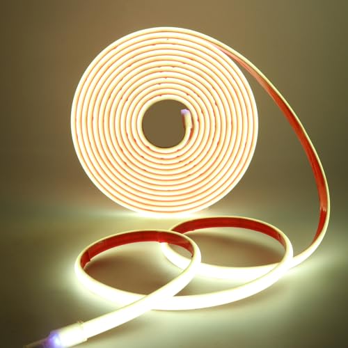 Wisada 24V COB Neon Streifen 0.5m, 320LEDs/m Superhell Flexibler Kaltweiß COB Neon LED Band, Außen Wasserdichte IP68 Selbstklebendes Band, rot/weiss 2-adrig LED Lichterketten für Terrasse, Weihnachten von Wisada