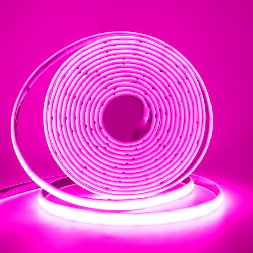Wisada 24V COB Neon Streifen 12m, 320LEDs/m Superhell Flexibler Rosa COB Neon LED Band, Außen Wasserdichte IP68 Selbstklebendes Band, rot/weiss 2-adrig LED Lichterketten für Terrasse, Weihnachten von Wisada