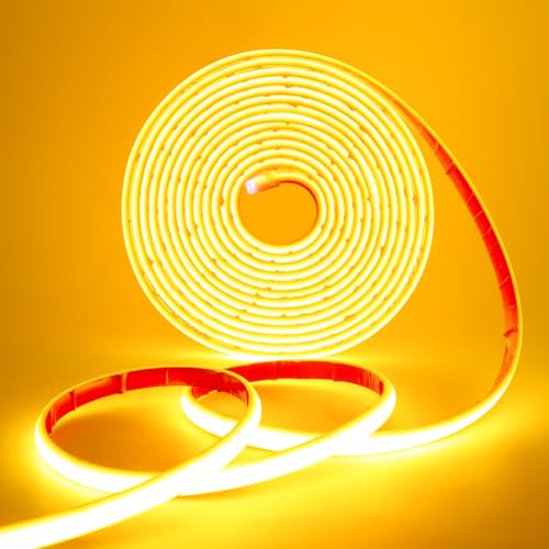 Wisada 24V COB Neon Streifen 2m, 320LEDs/m Superhell Flexibler Gelb COB Neon LED Band, Außen Wasserdichte IP68 Selbstklebendes Band, rot/weiss 2-adrig LED Lichterketten für Terrasse, Weihnachten von Wisada